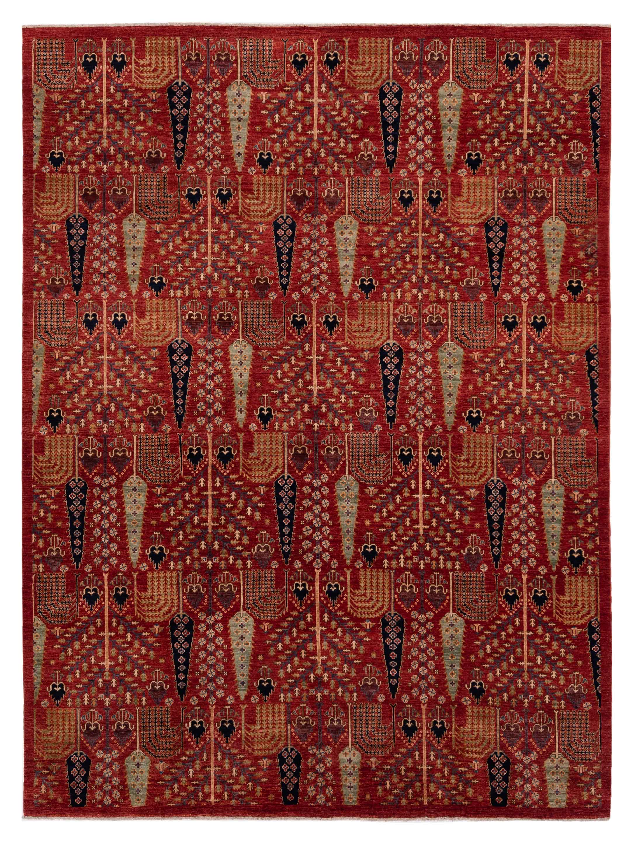 Akcha Tribal Red Red 9x12 Area Rug	